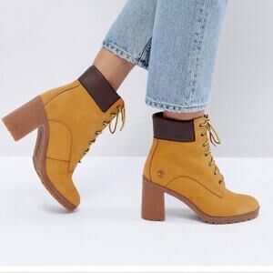 Timberland Women's Tillston Basic 6-Inch Double Collar Boot Wheat Nubuck Sz 9.5